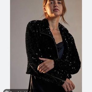 Maeve cropped sequin lined jacket size medium